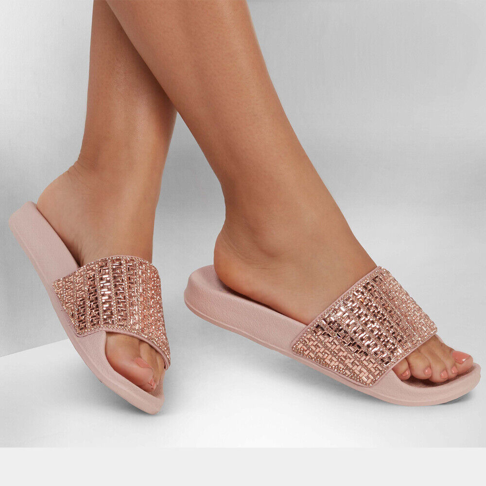 Rose gold skechers sandals deals