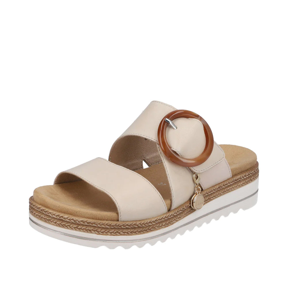 Remonte D0Q51-80 Nude Adjustable Leather Slip On Sandals