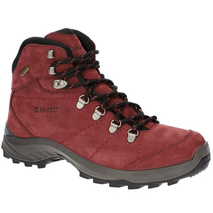 Hi-Tec Ladies Ortler Mid Waterproof Plum Leather Walking Boots