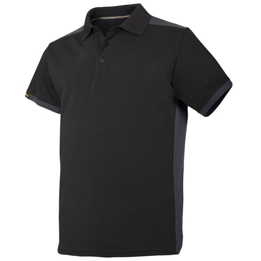 Mens Snickers Workwear Plain AW Polo Shirt Combo 2715 Black/Steel Grey