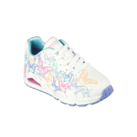 Skechers Kids Uno Gen 1 Butterfly Zooms White Multi Memory Foam Trainers Shoes