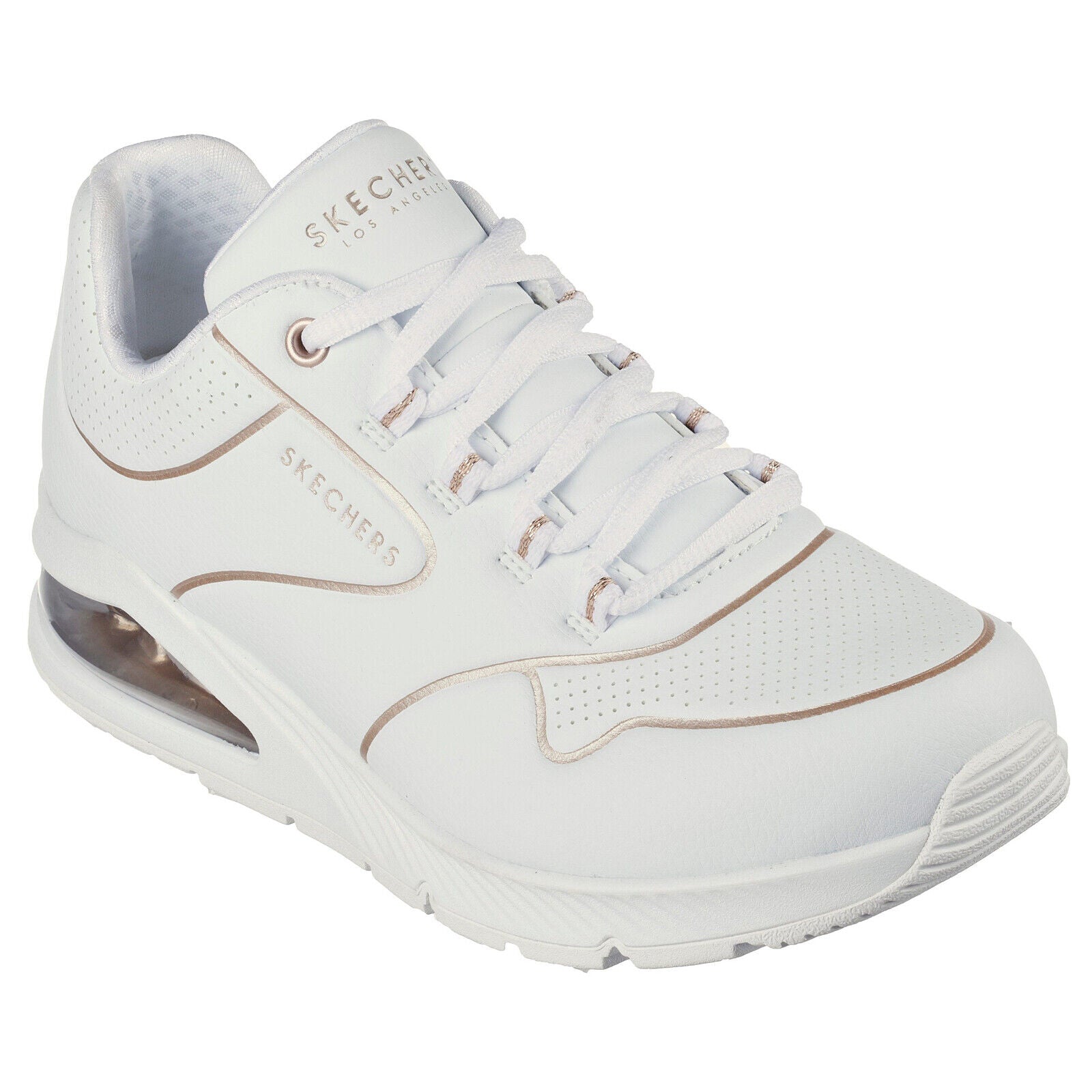 Skechers memory foam white on sale trainers