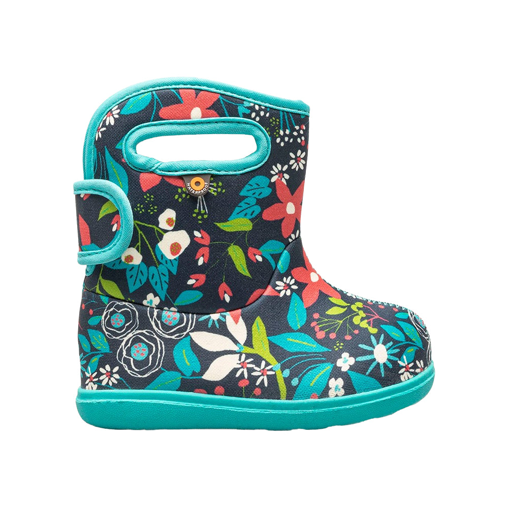 Baby BOGS Cartoon Flowers Ink Blue Waterproof Washable Warm Wellies Boots