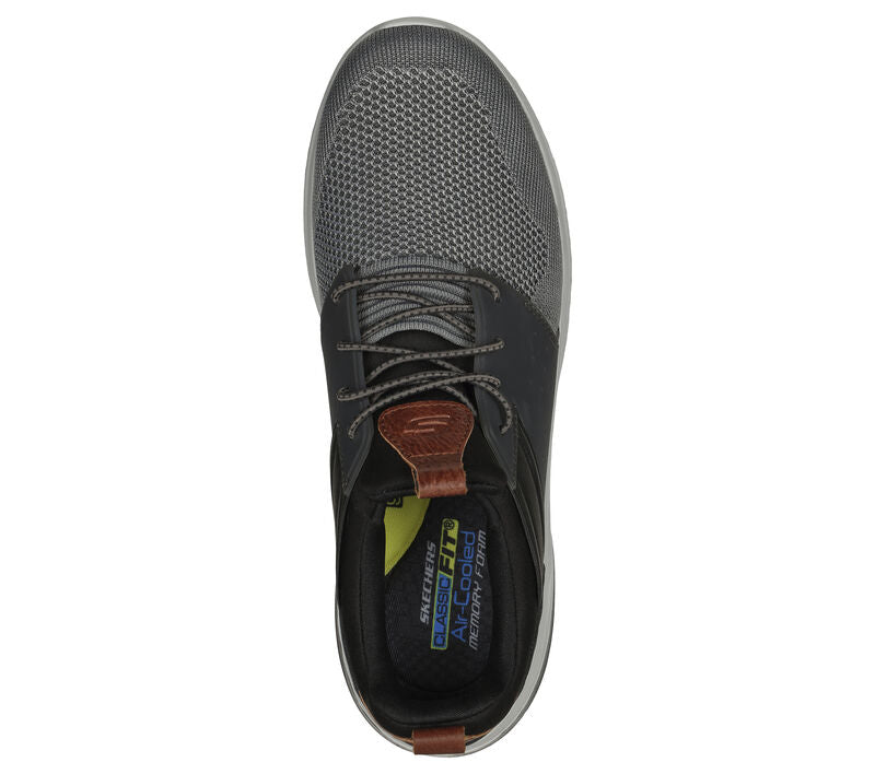 Skechers Men's Delson 3.0 Cicada Grey Black Slip On Shoes 210238/GYBK