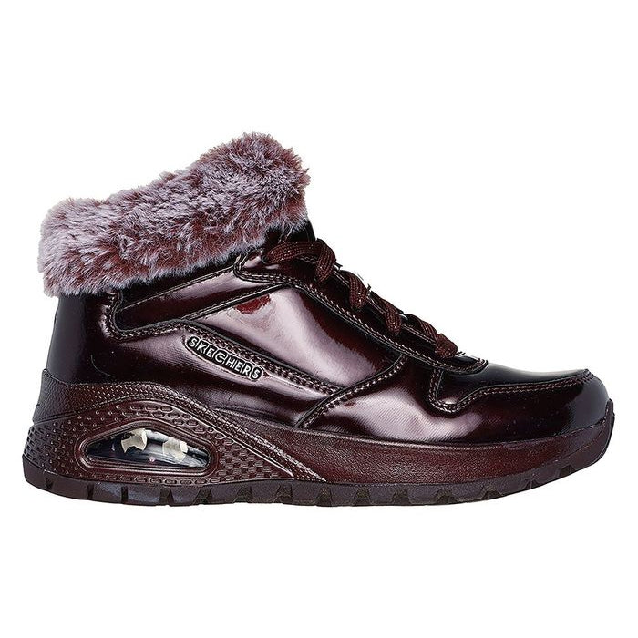 Skechers Womens Boots Uno Rugged Fiesty Winter 168126 Black White Burgundy