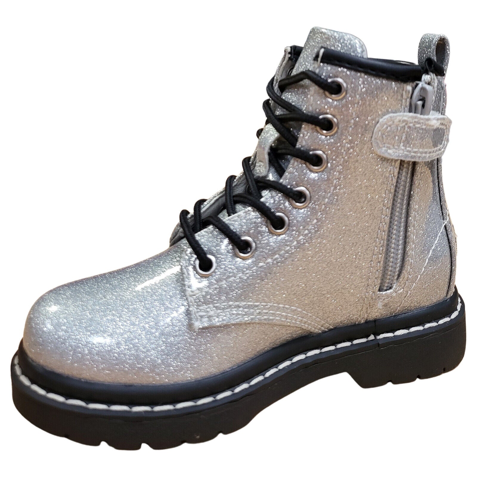 Silver glitter sale combat boots