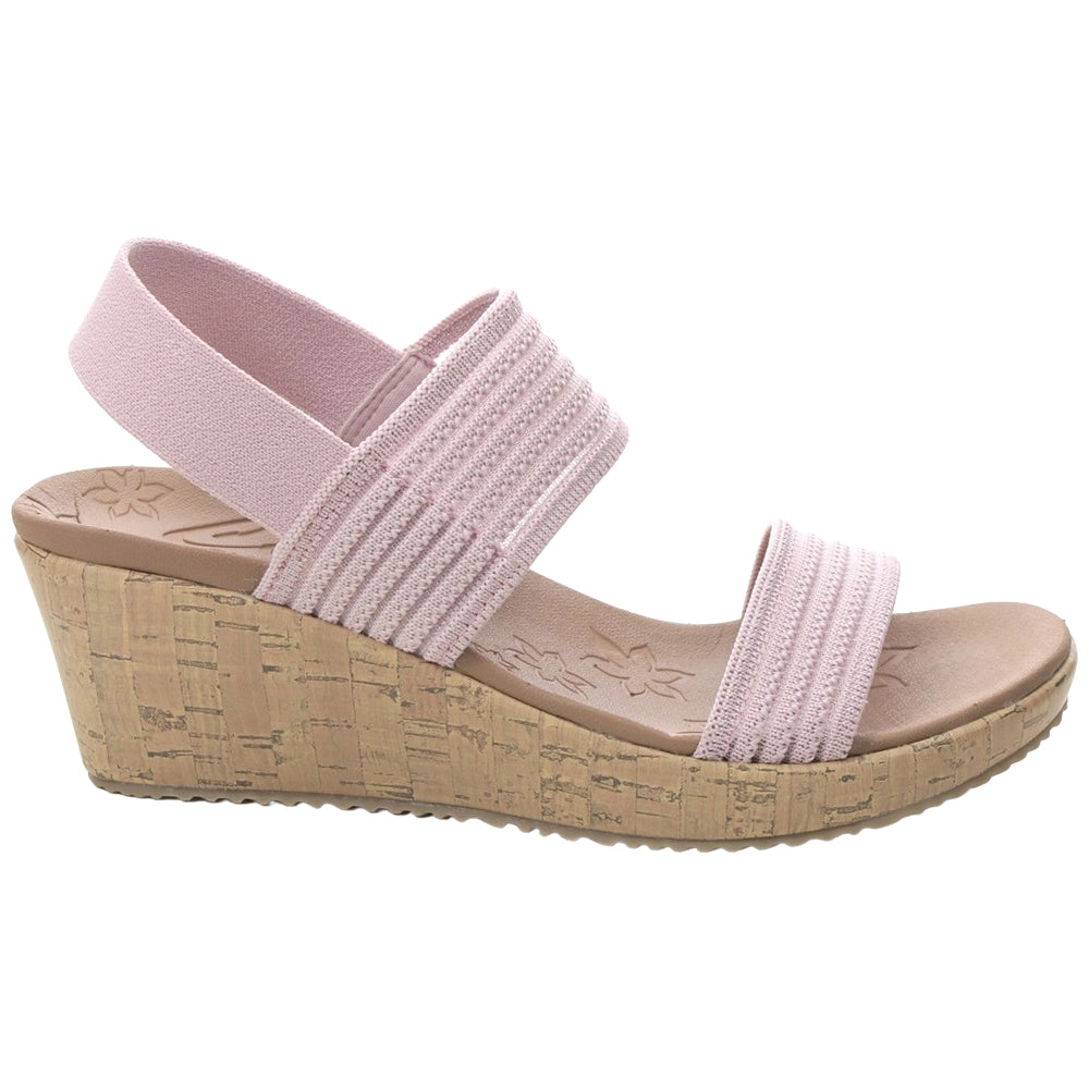 Skechers Women s Beverlee Sheer Luck Pink Vegan Wedge Cork Sandals Hirst Footwear