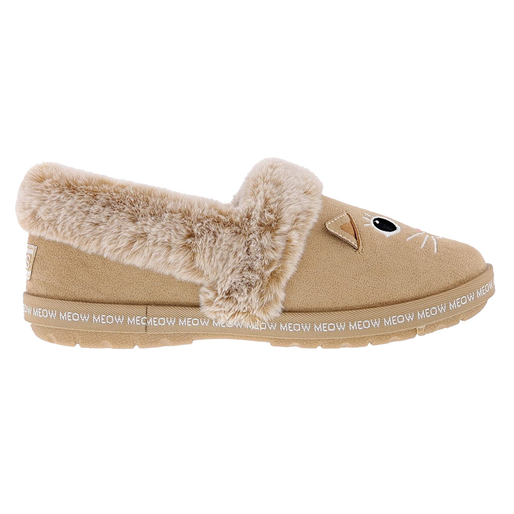 Ladies Skechers Too Cozy Meow Pajamas Black Faux Fur Slippers 33355/BLK