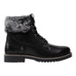 Ladies Wrangler Alaska Black Leather Faux Fur Lace Up Boots WL12523A