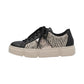 Rieker N5910-62 Beige Black Faux Leather Lace Up Trainers