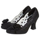 Ruby Shoo Chrissie Black Flower Vintage Style Heeled Court Vegan Shoes
