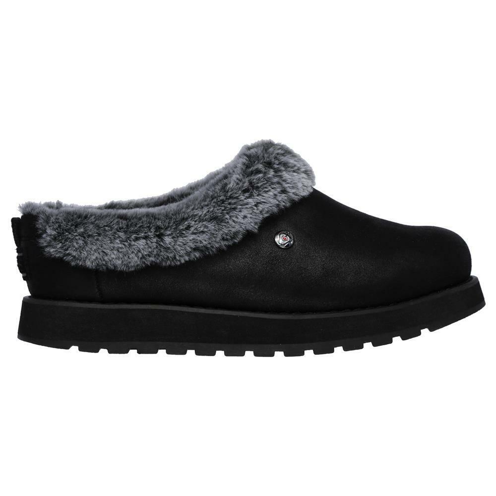 Ladies Skechers Keepsakes REM Black Memory Foam Faux Fur Slippers 31214/BLK