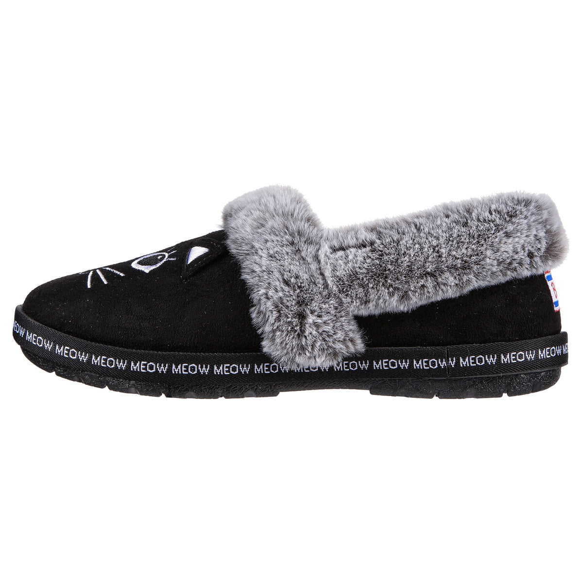 Ladies Skechers Too Cozy Meow Pajamas Black Faux Fur Slippers 33355/BLK