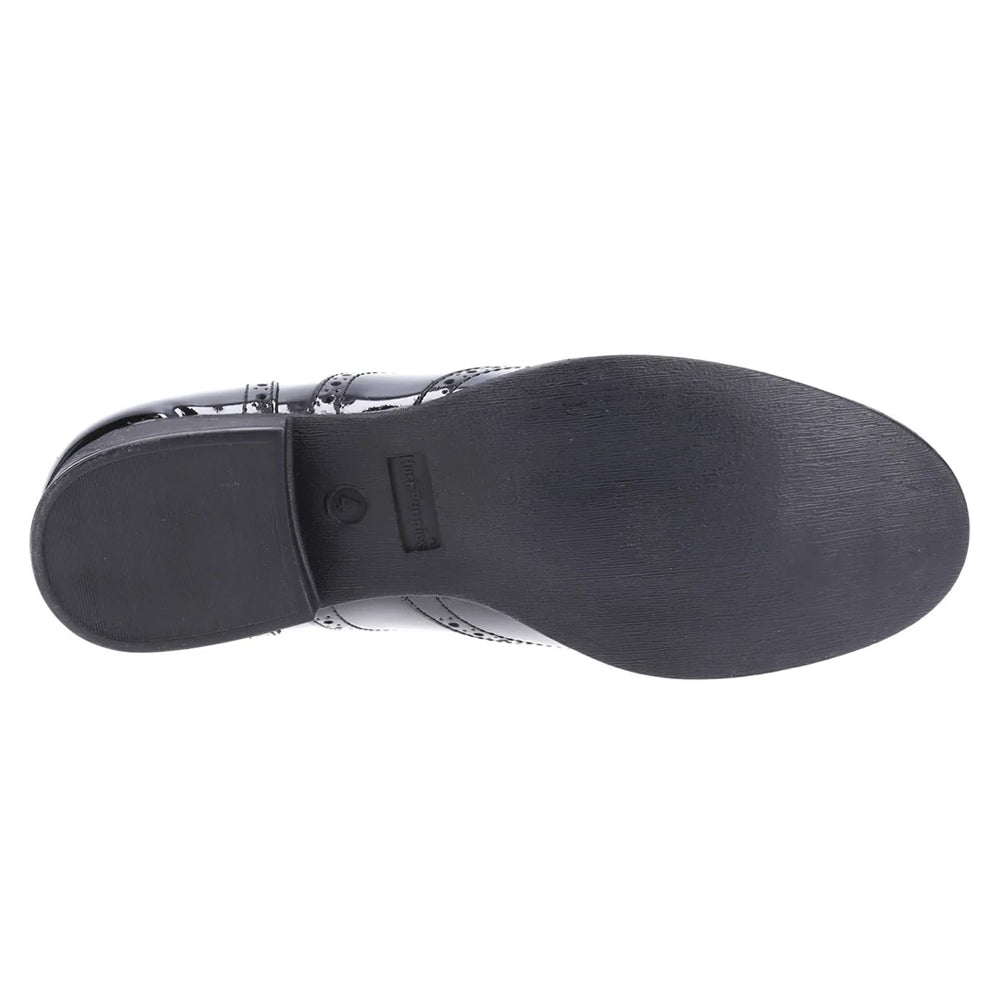 Girls Hush Puppies Kada Black Patent Brogue School Shoes