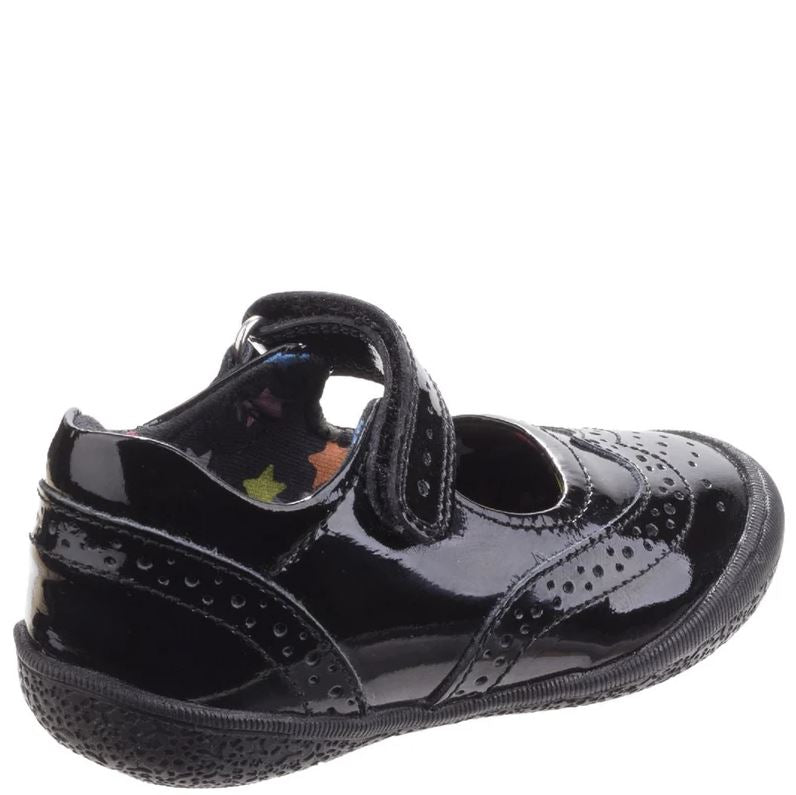 Girls Infants Hush Puppies Rina Black Patent Adjustable Strap Mary Jane School Shoes