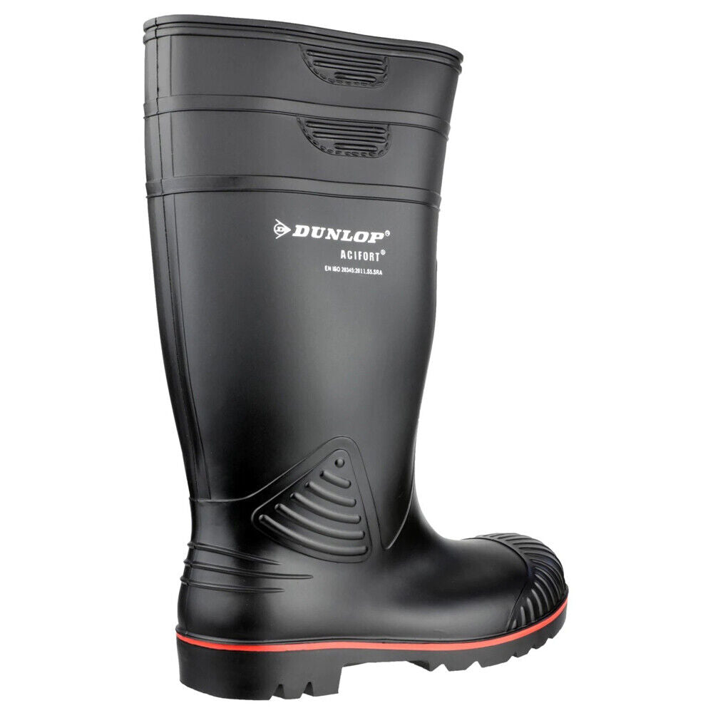 Dunlop Mens Acifort Steel Toe Safety Wellies PVC Black W138A