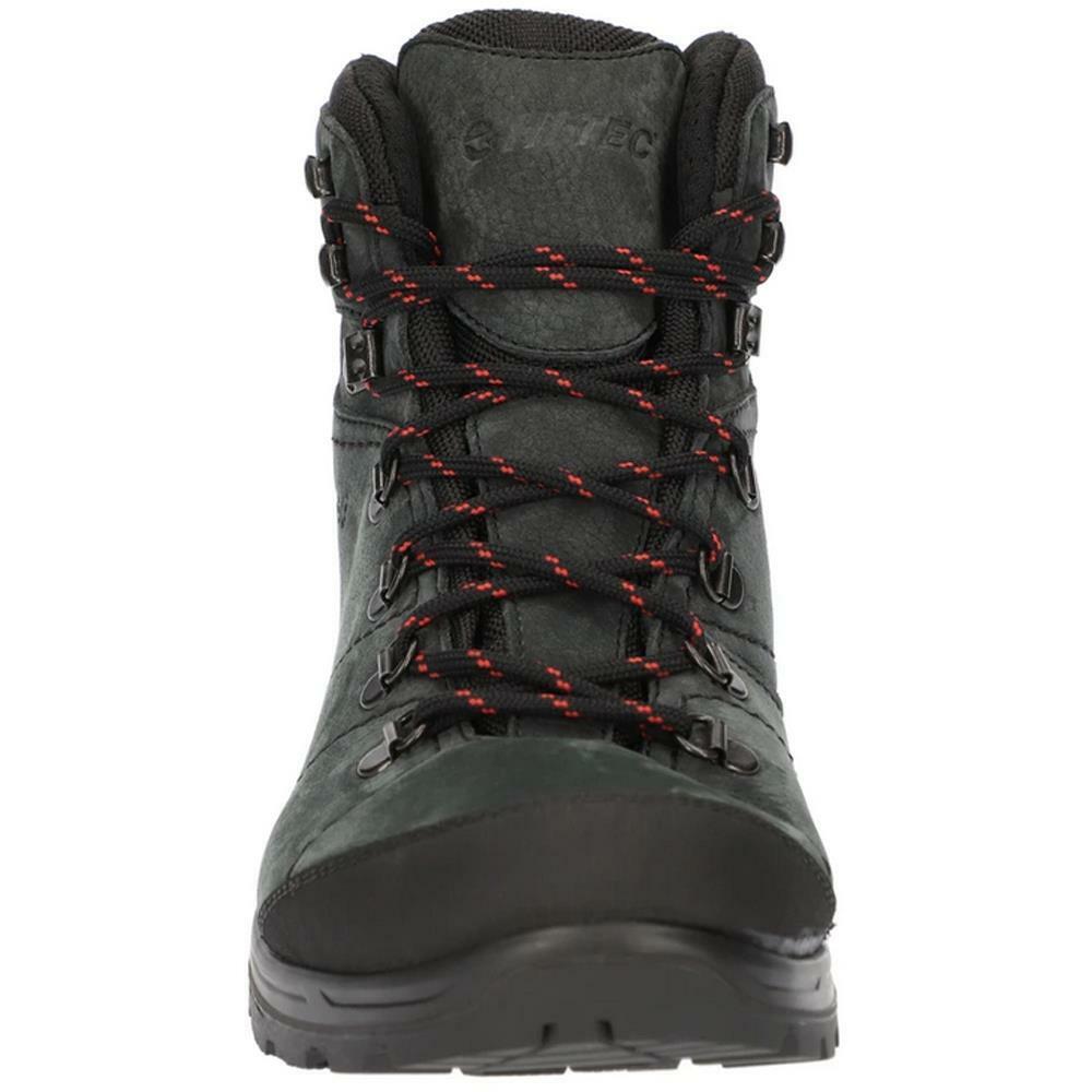 Hi-Tec Mens Ortler Mid Waterproof Dark Charcoal Leather Walking Boots