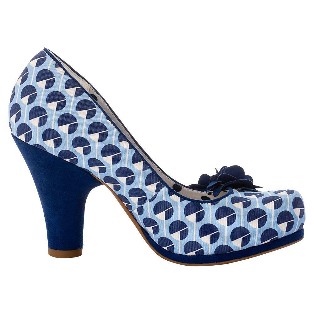 Ruby Shoo Eva Azure Blue Vintage Inspired Vegan Court Shoes