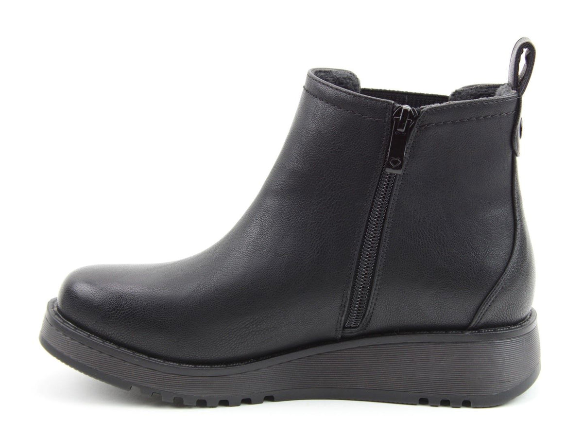 Heavenly Feet New Rolo Black Low Wedge Vegan Ankle Boots