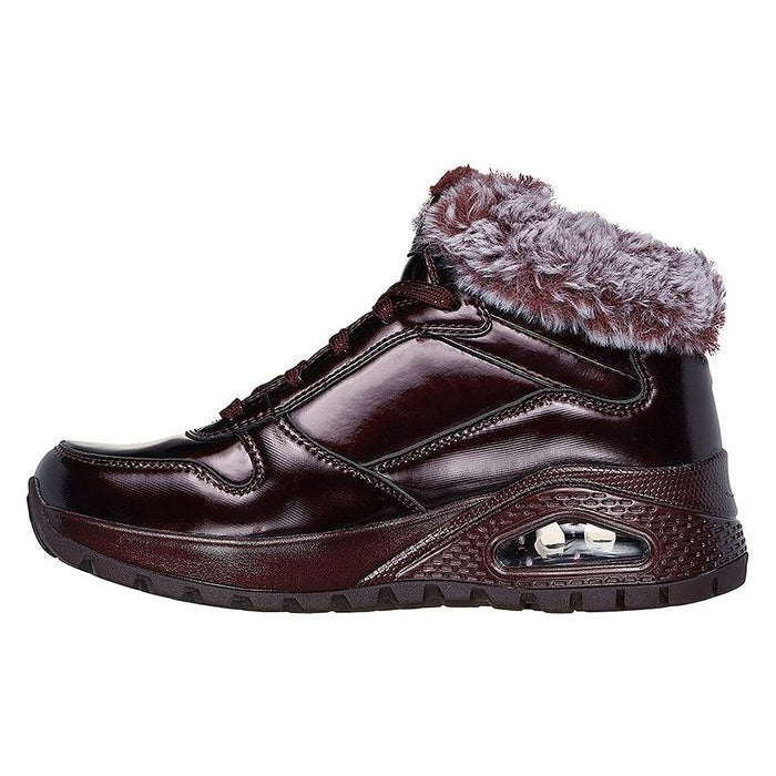 Skechers Womens Boots Uno Rugged Fiesty Winter 168126 Black White Burgundy