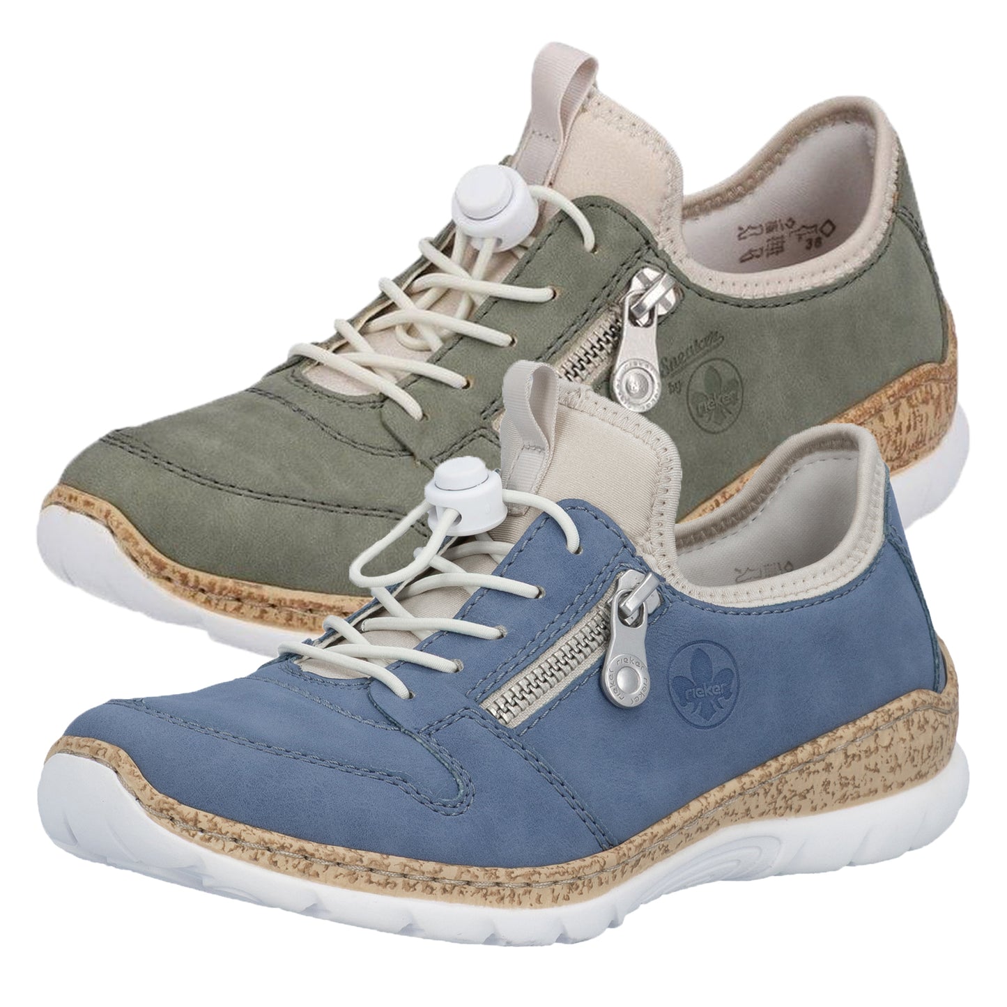 Womens Rieker Green Blue Elasticated Shoes N42G0
