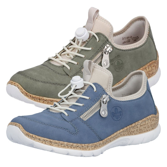 Womens Rieker Green Blue Elasticated Shoes N42G0