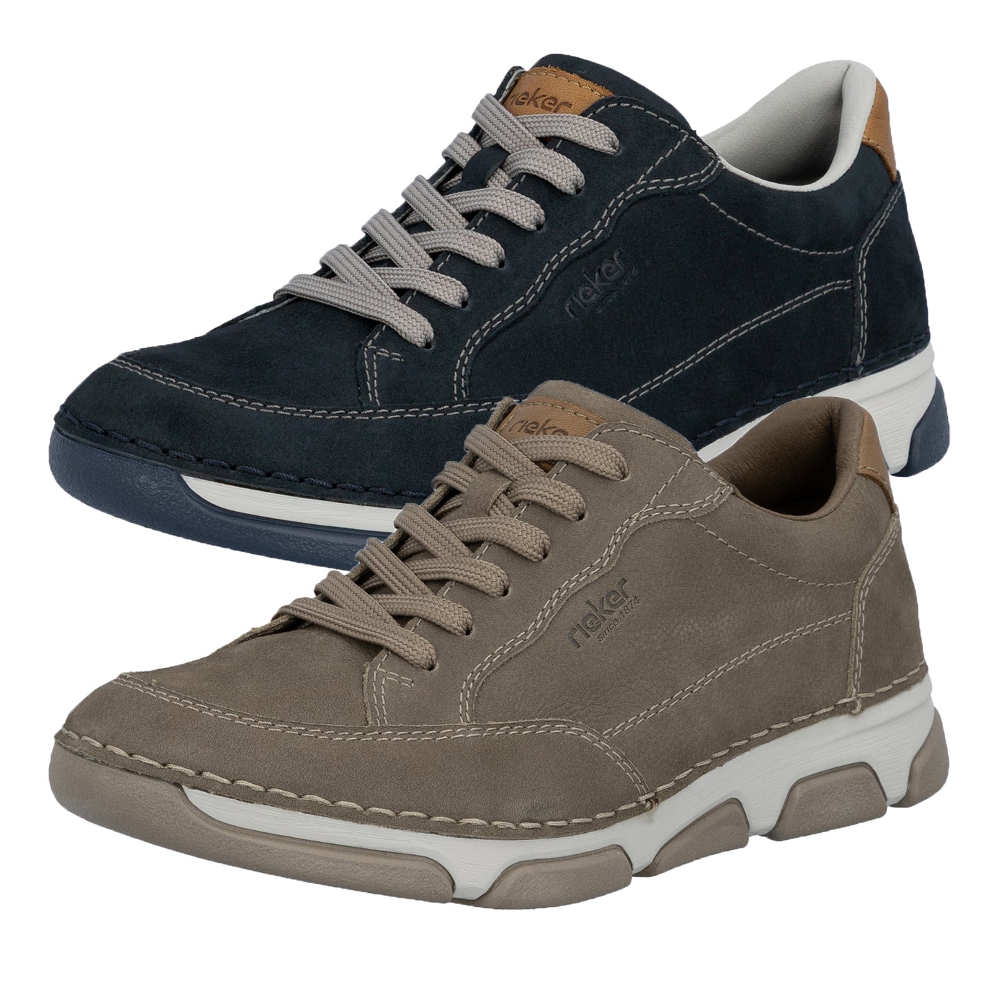Rieker 15900 Mens Size Zip Casual Trainer Shoes Blue Brown