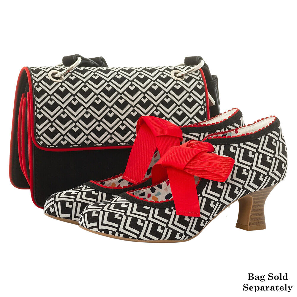 Ruby Shoo Toledo Black White Vegan Box Bag Matches Peyton Shoes