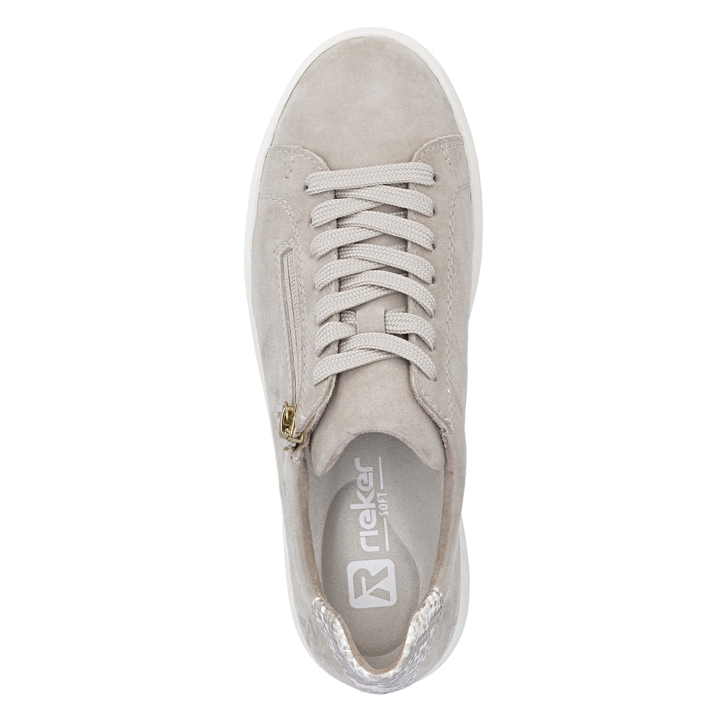Rieker Womens White Leather Side Zip Trainers M7701-80