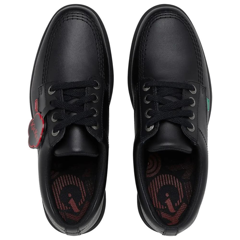 Kickers Youths Kelland Lace Lo Black Leather Lace Up School Shoes
