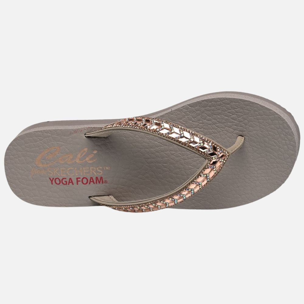 Skechers Womens Meditation Clear Waters Taupe/Pink Vegan Flip Flops Sandals