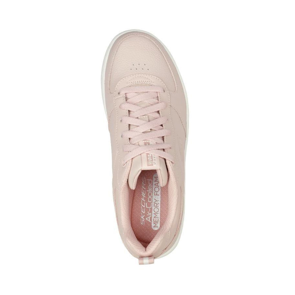 Skechers Womens Sport Court 92 Illustrious Rose Leather Lace Up Trainer Shoes
