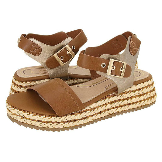 Wrangler Ladies Kim Brown Gold Fixed Strap Sandals