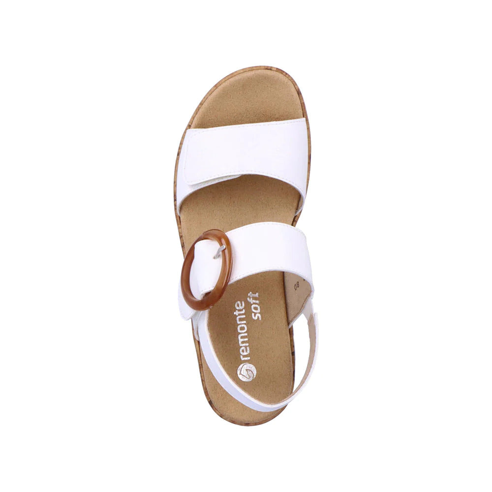 Remonte R6853-80 White Leather Adjustable Sandals