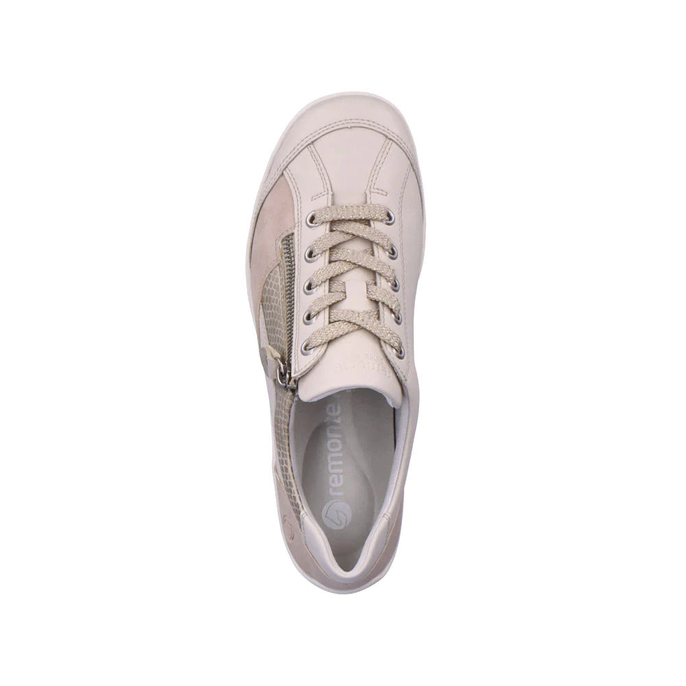 Remonte R3410-60 Beige Lace or Side Zip Leather Casual Shoes