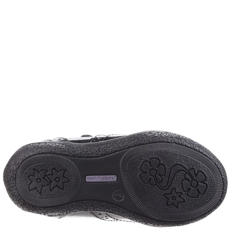 Girls Infants Hush Puppies Rina Black Patent Adjustable Strap Mary Jane School Shoes