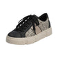 Rieker N5910-62 Beige Black Faux Leather Lace Up Trainers