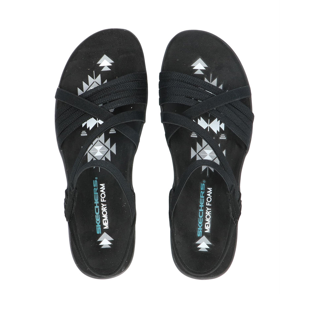 Skechers Womens Summer Heat Black Stretch Strappy Vegan Sandals