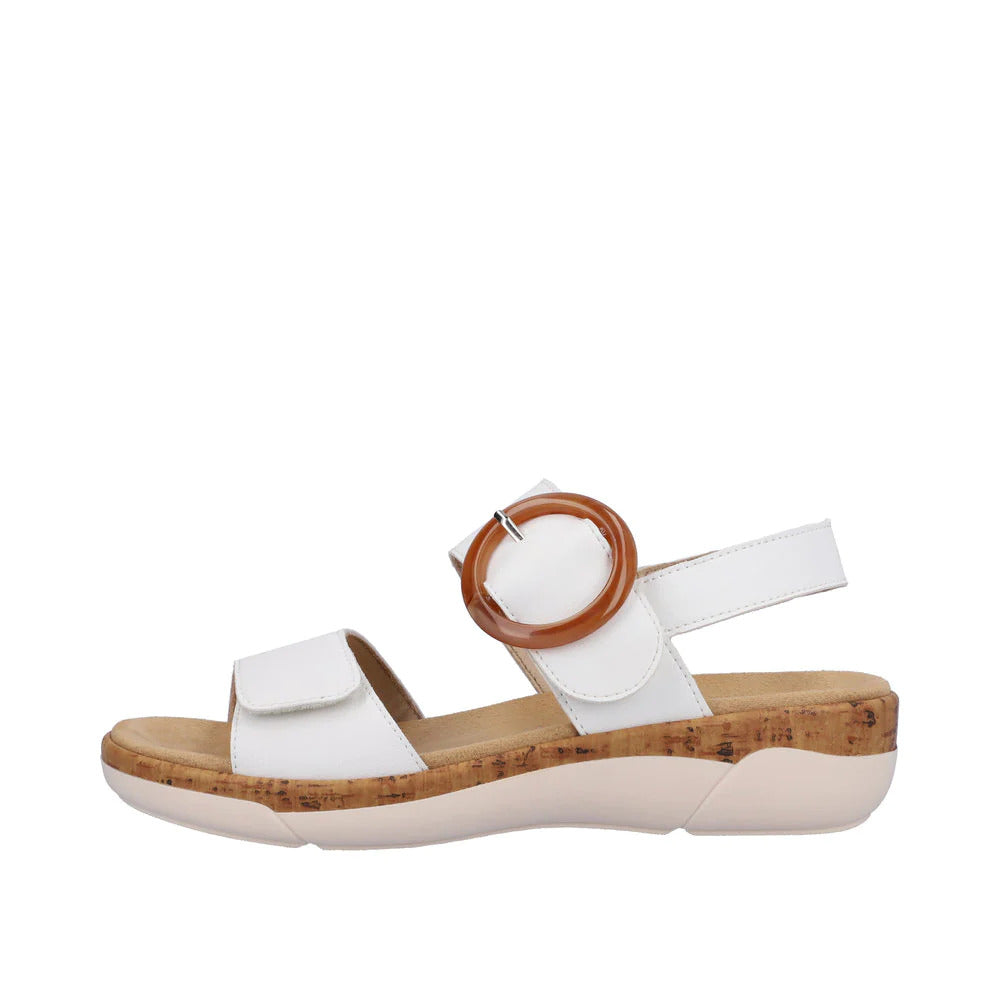 Remonte R6853-80 White Leather Adjustable Sandals