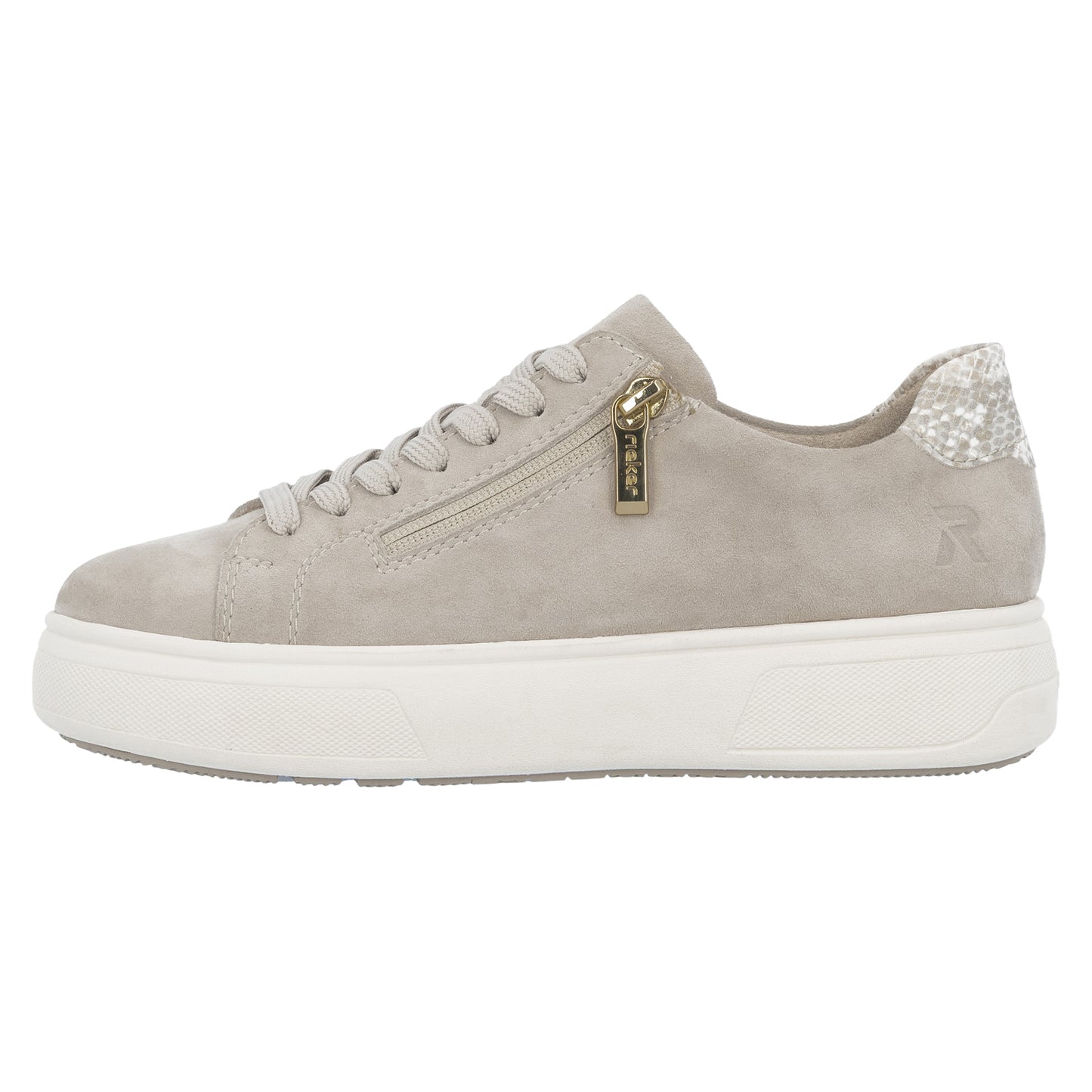 Rieker Womens White Leather Side Zip Trainers M7701-80