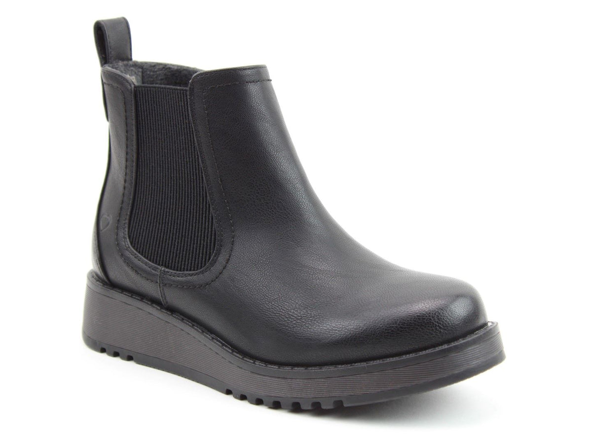 Heavenly Feet New Rolo Black Low Wedge Vegan Ankle Boots