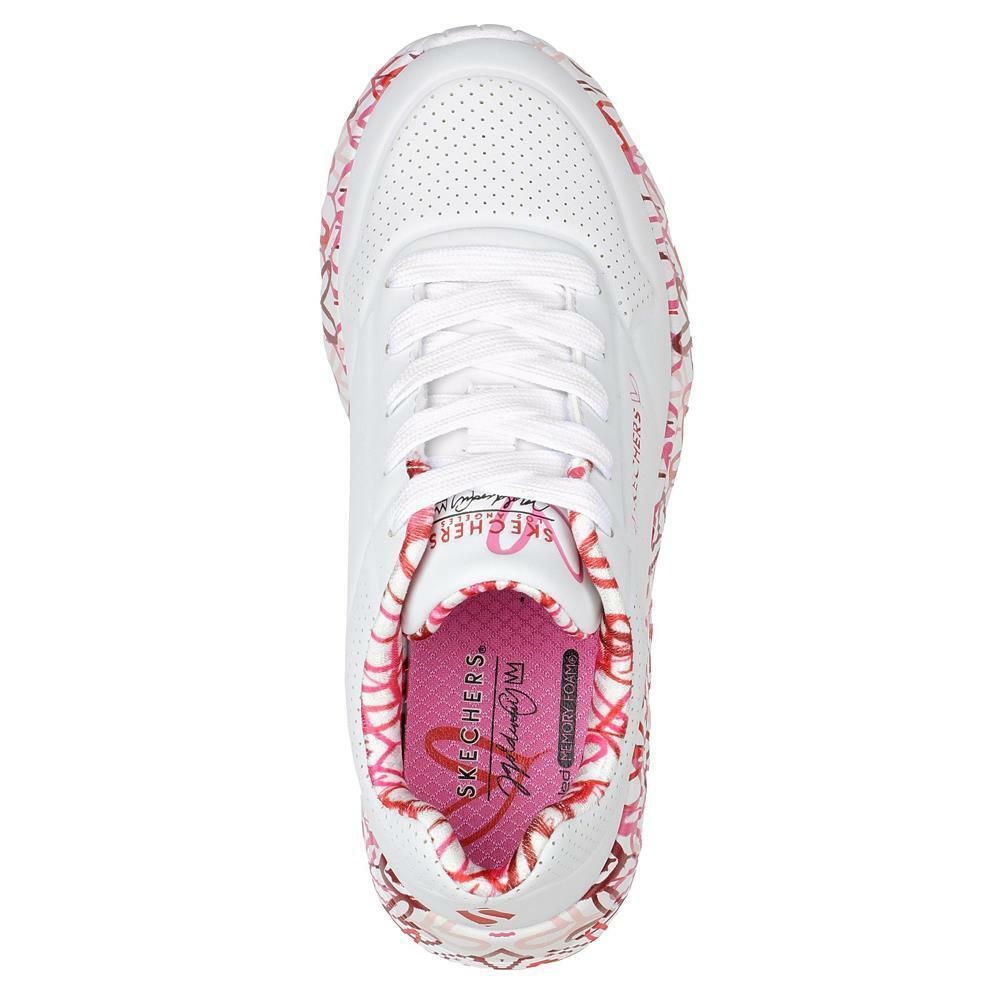 Skechers Kids Uno Lite Lovely Luv White/Red/Pink Heart Trainers 314976L/WRPK