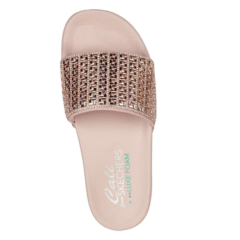 Skechers Ladies Pop Ups New Spark Rose Gold Vegan Slider Sandals 11932 Hirst Footwear