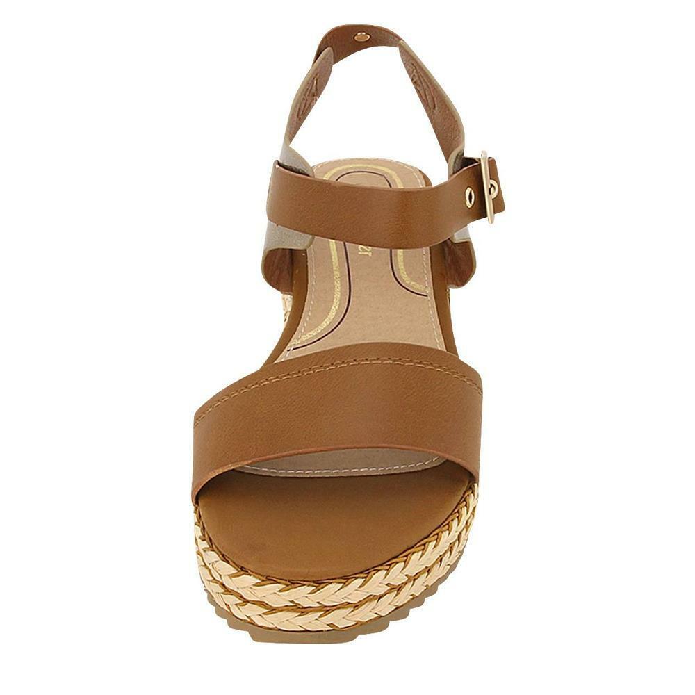 Wrangler Ladies Kim Brown Gold Fixed Strap Sandals