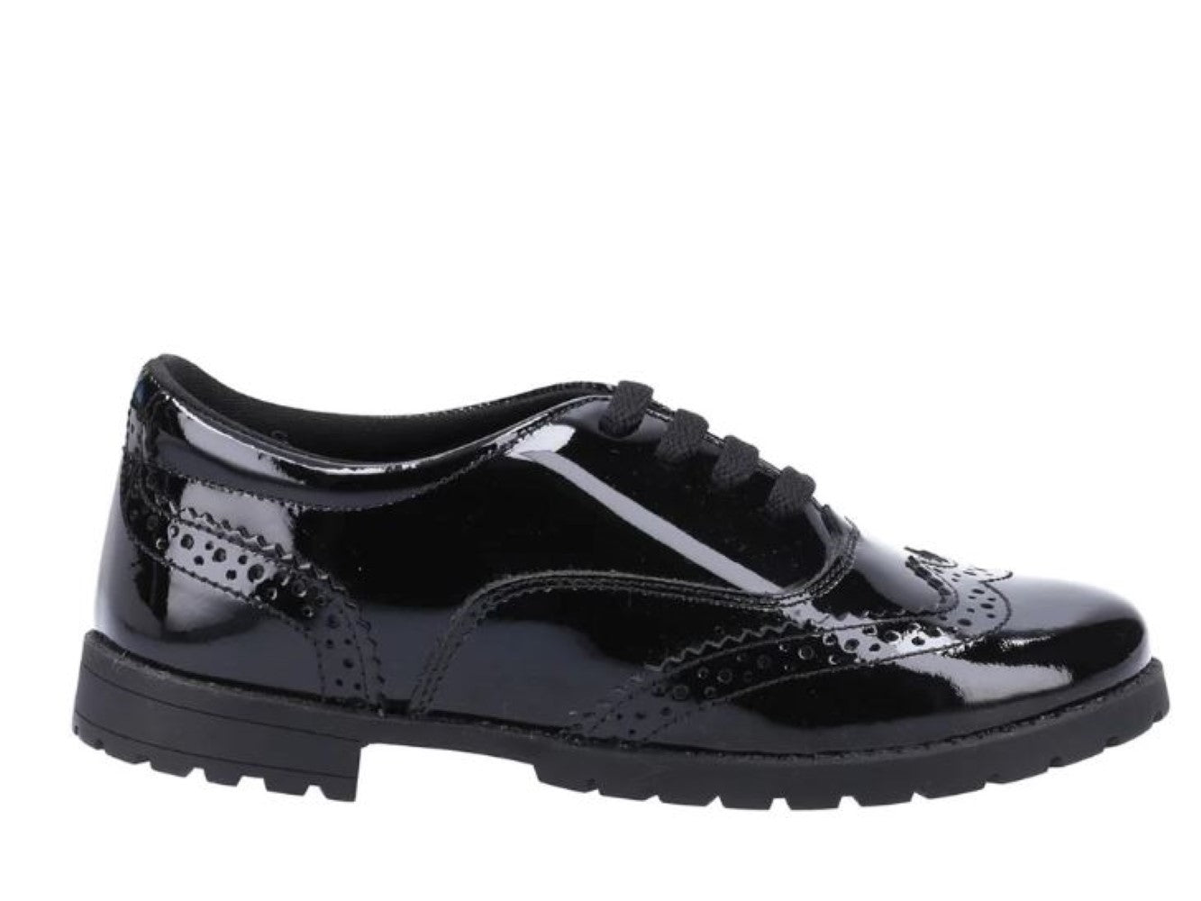 Hush Puppies Girls Black Eadie Patent Leather School Shoes HKY8244