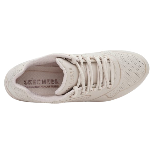 Skechers Ladies Uno 2 Golden Trim Off White Memory Foam Trainers