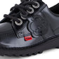 Girls Kids Kickers Kick Lo Black Patent Leather School Shoes 1-13498