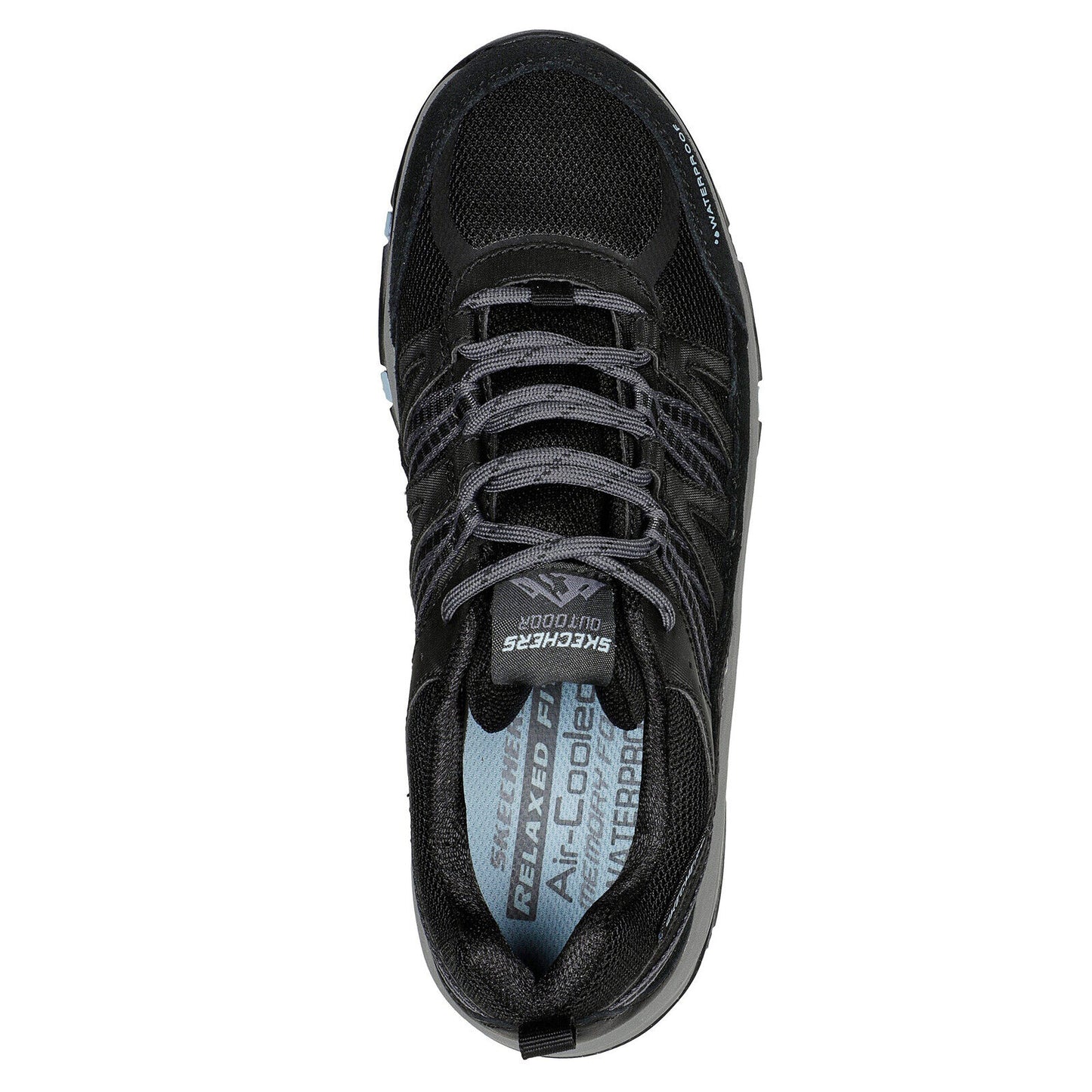 Skechers Ladies Trego Lookout Point Black/Blue Waterproof Walking Shoes