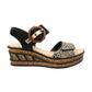 Rieker Womens Rieker Womens 68176-90 Brown Leopard Print Adjustable Wedge Sandals