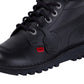 Boys Girls Kids Kickers Kick Hi Black Leather Lace School Shoes Boots KF0000409